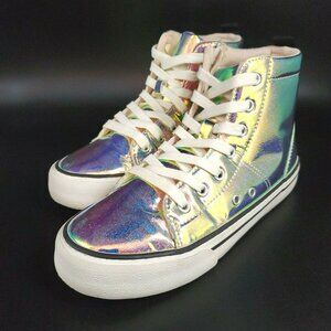 Zara Metallic Silver Iridescent Sneakers US 4.5 EU 36